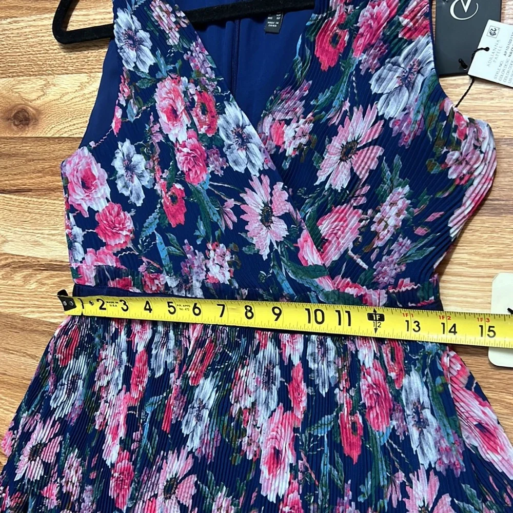 Adrianna Papell floral pleated tiered layers midi dress size 6P - Picture 8 of 16